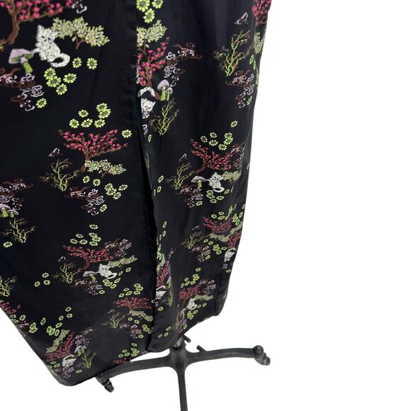 Urban Outfitters Mikayla Floral Midi Dress Cat Print Satin Black Size Small - Picture 8 of 15